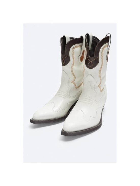 Zara x Barbie Mens Leather Cowboy Boots western EU 43 US 10 White 2095/220 NWOB main image 6